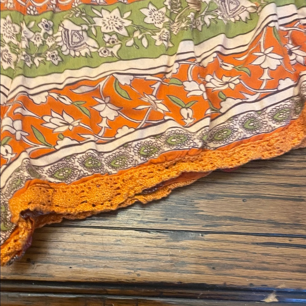Orange and Green Strapless Romper - Picture 4 of 8